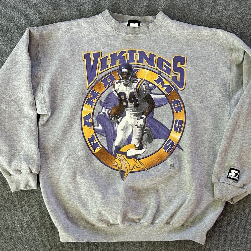Vintage‎ Minnesota Vikings Sweatshirt Mens Large NFL Football Randy Moss Starter